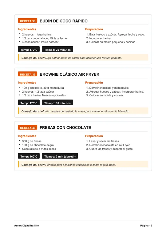Página de postres del ebook